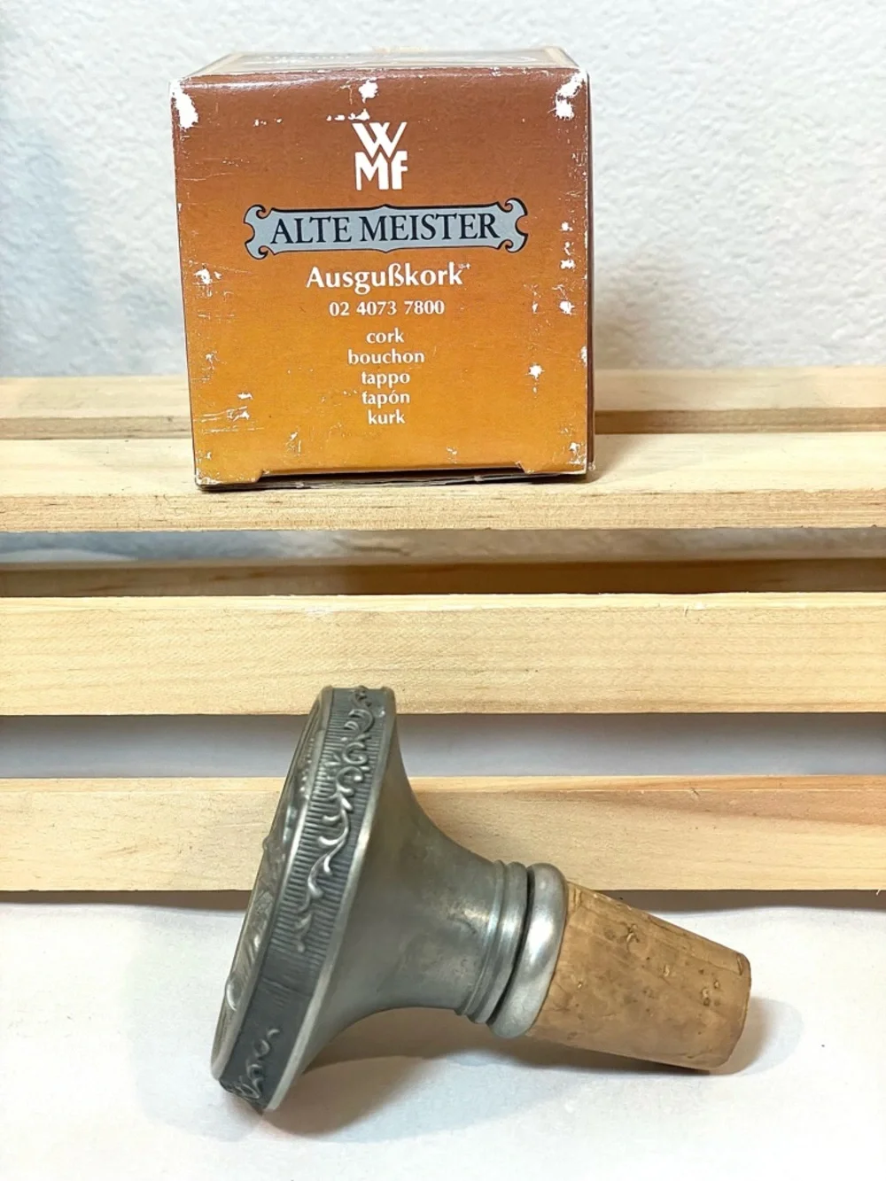 Convertible Wine Stopper Pourer  Pewter & Cork Alte Meister | Used in OG Box